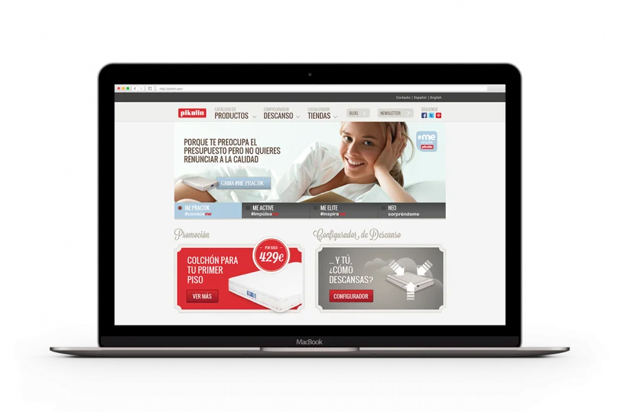 Web de Pikolin desarrollada por Dreamsite en un portátil