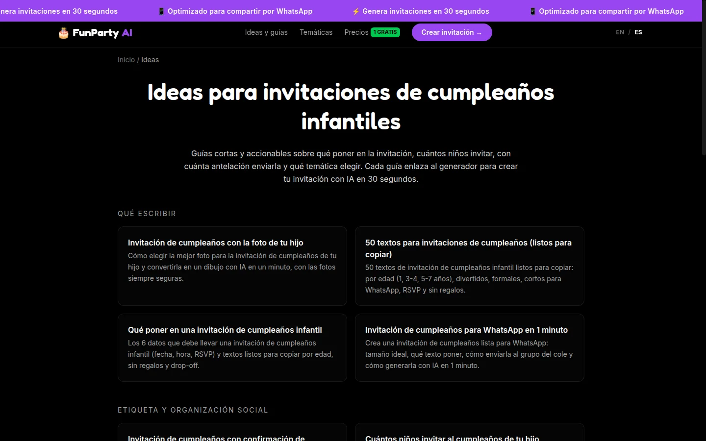Guías con ideas para invitaciones de cumpleaños infantiles